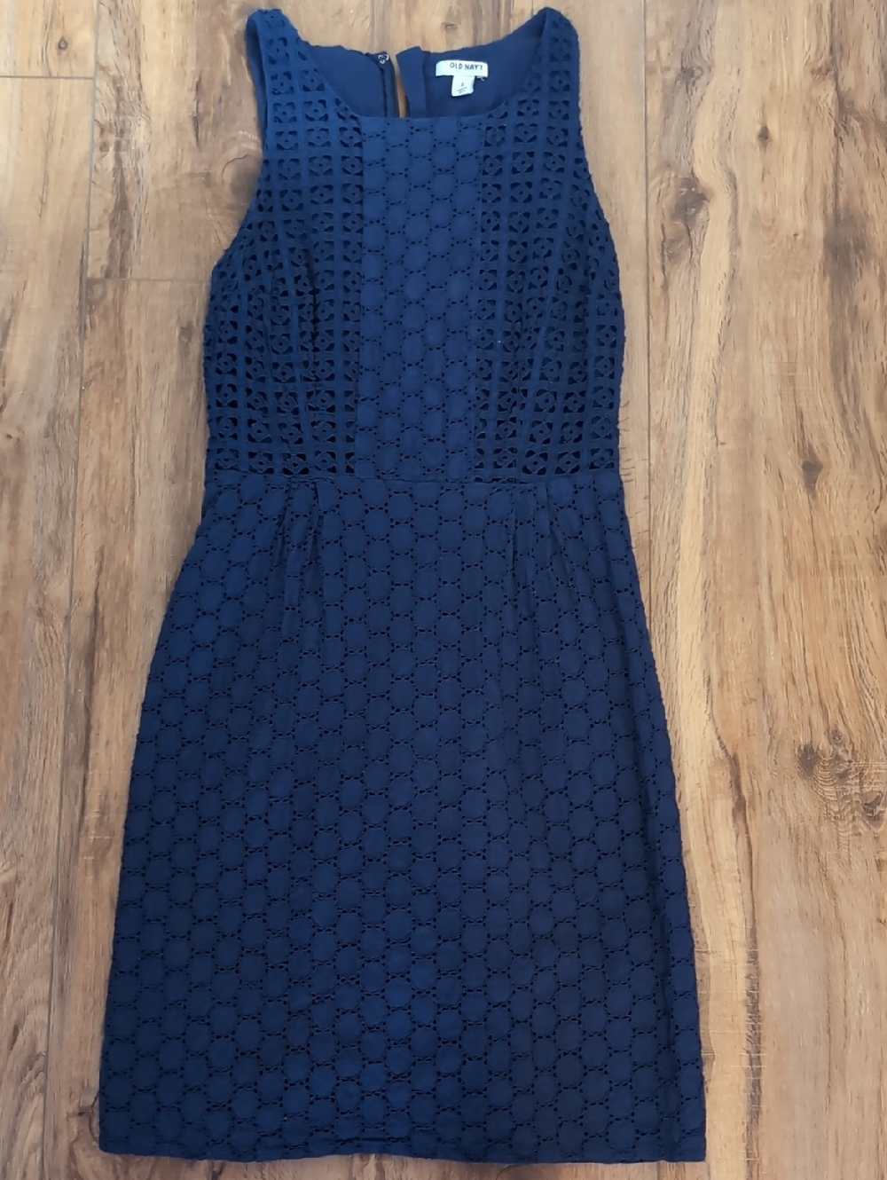 Old Navy Navy Eyelet Midi Dress